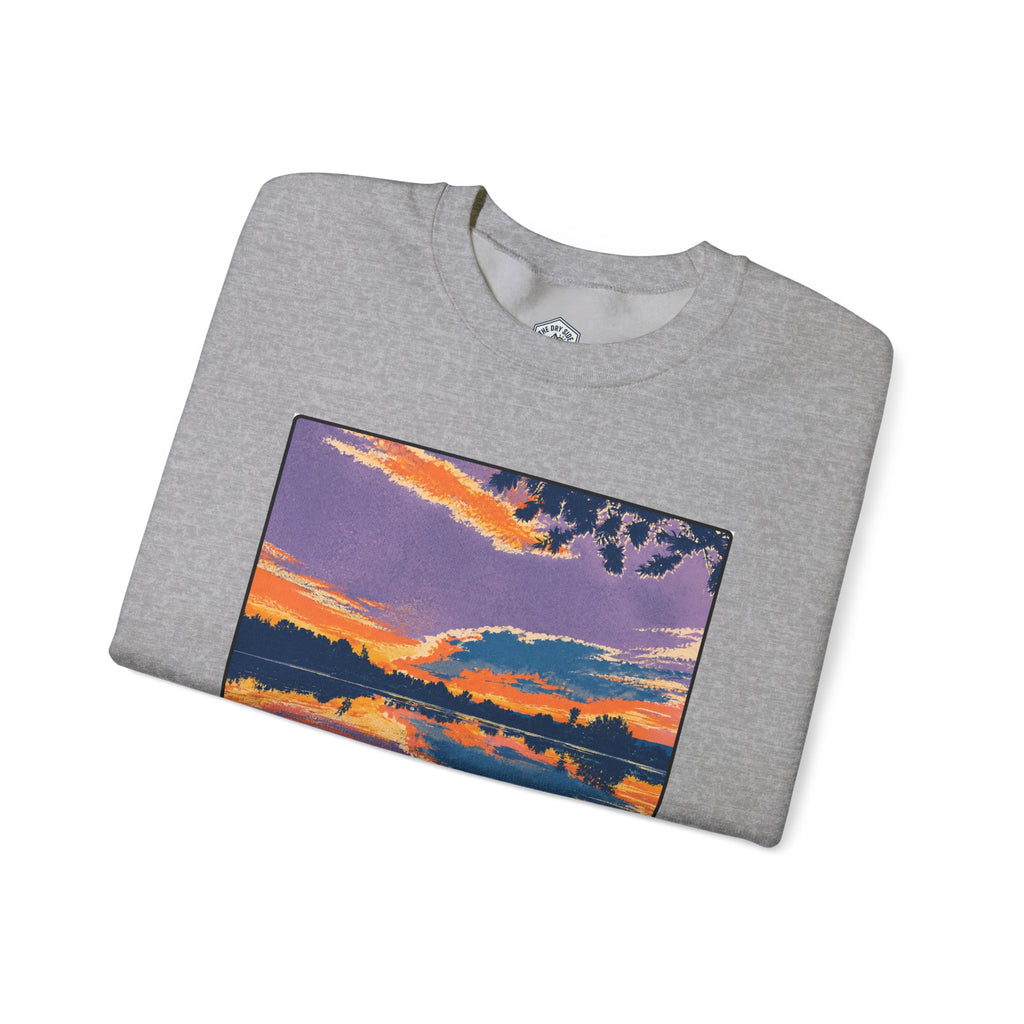 Retro Sunset Ellensburg Ringer Loop Crewneck Sweatshirt