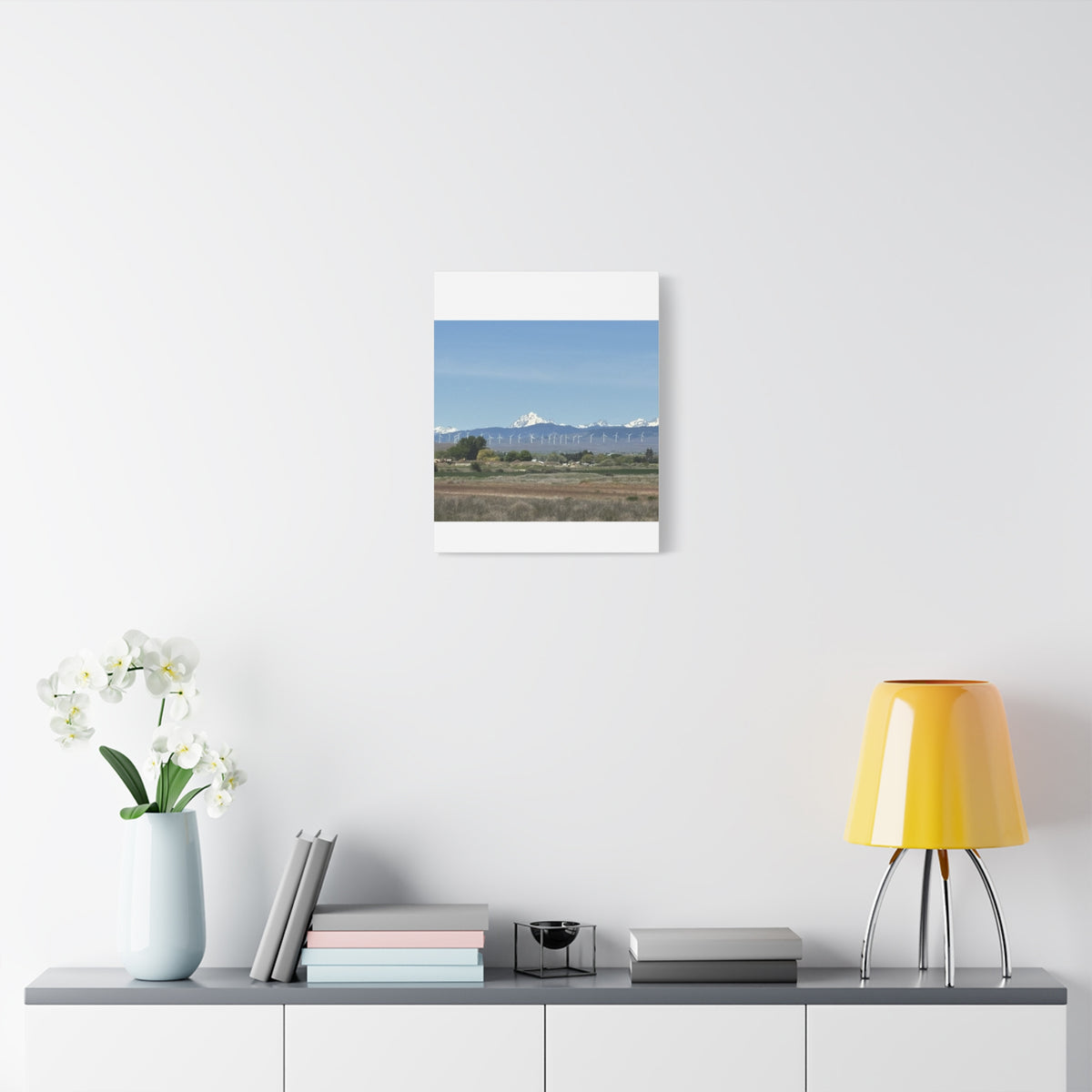 Mt Stuart Range with Windmill Landscape from Ellensburg Canvas Wall Art