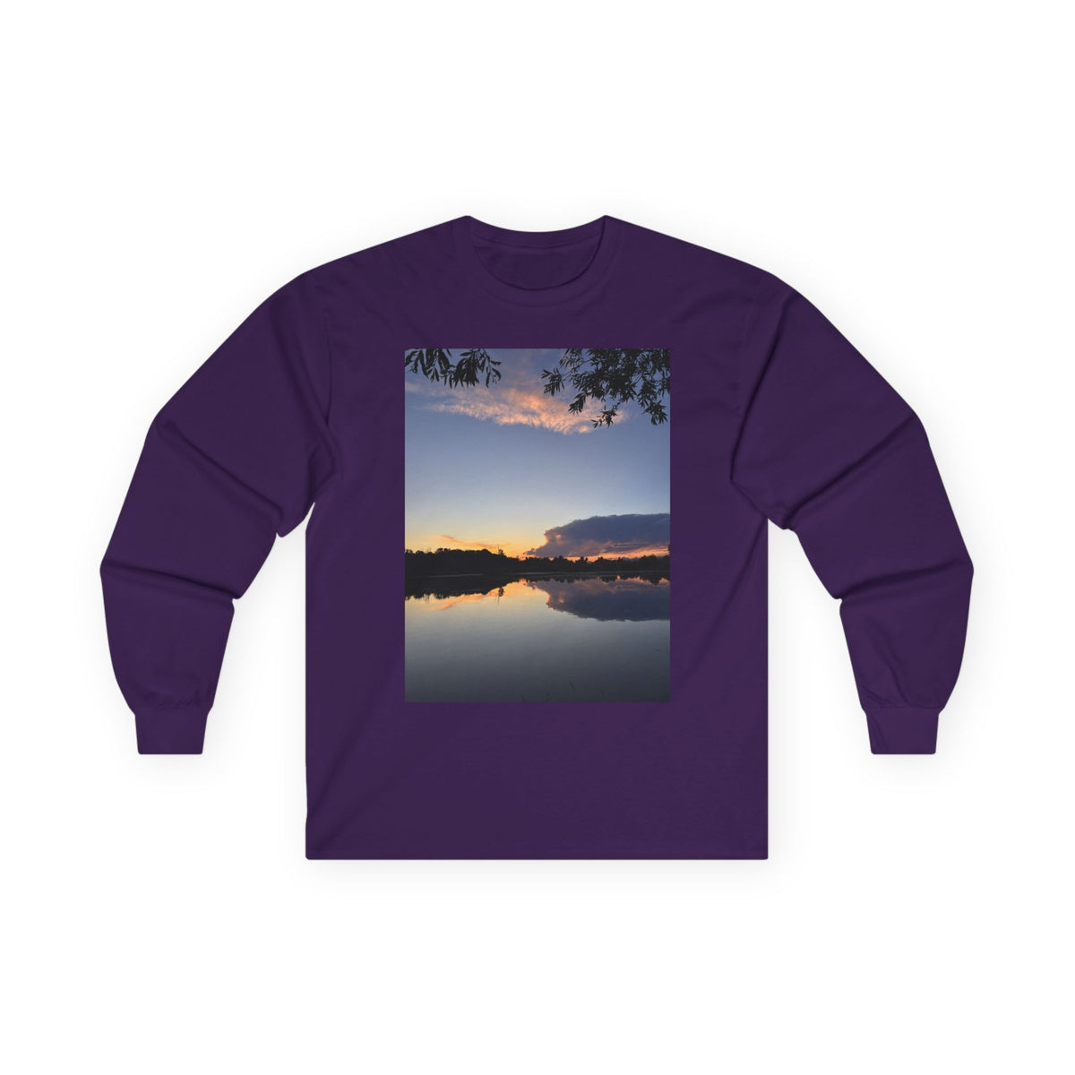 Ellensburg Sunset Fishing Pond Reflection Long Sleeve Tee
