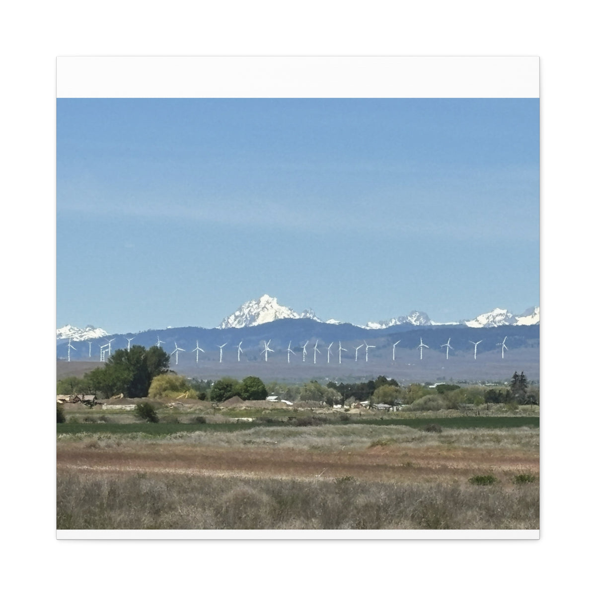 Décoration murale sur toile représentant la chaîne du mont Stuart et des éoliennes, vue depuis Ellensburg