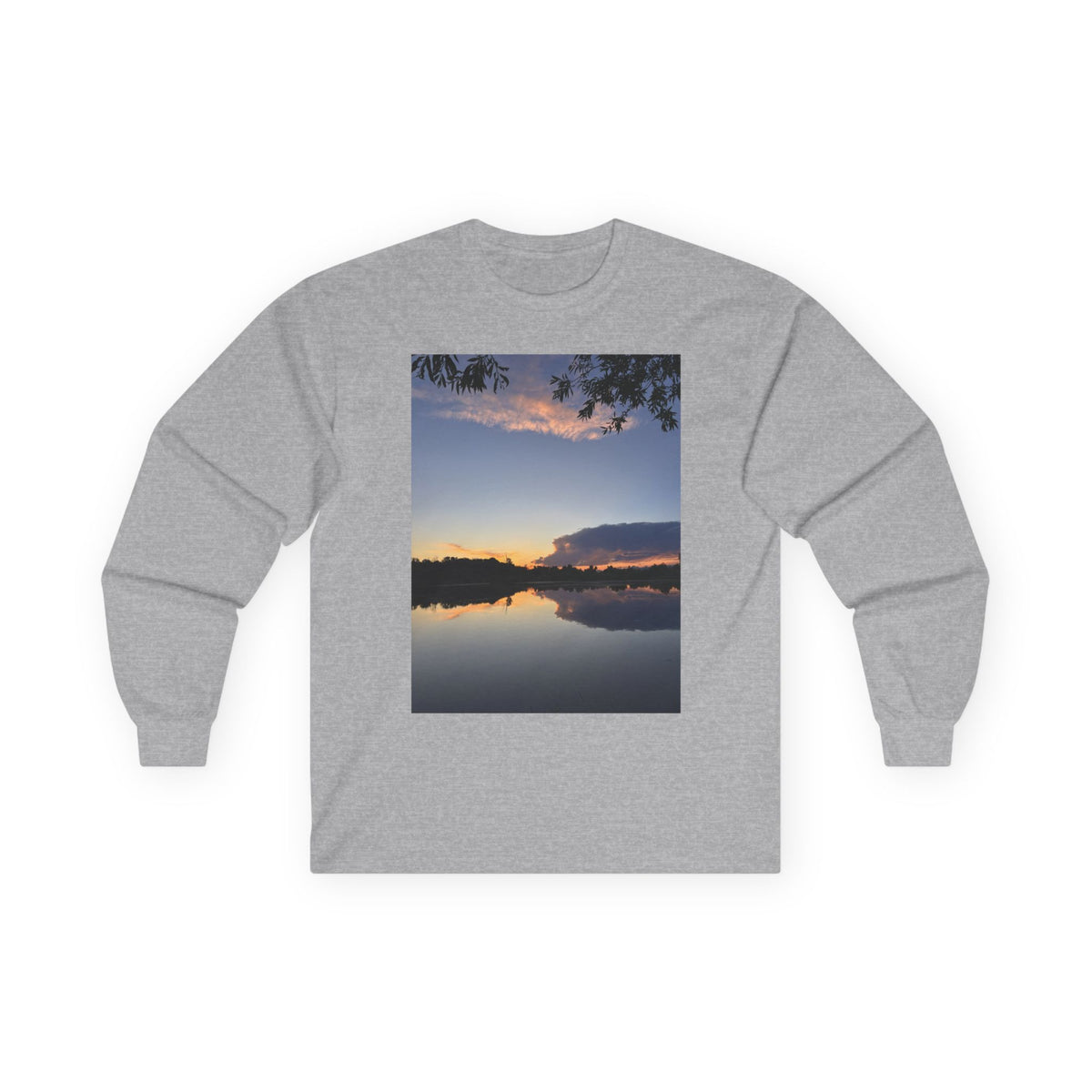 Ellensburg Sunset Fishing Pond Reflection Long Sleeve Tee