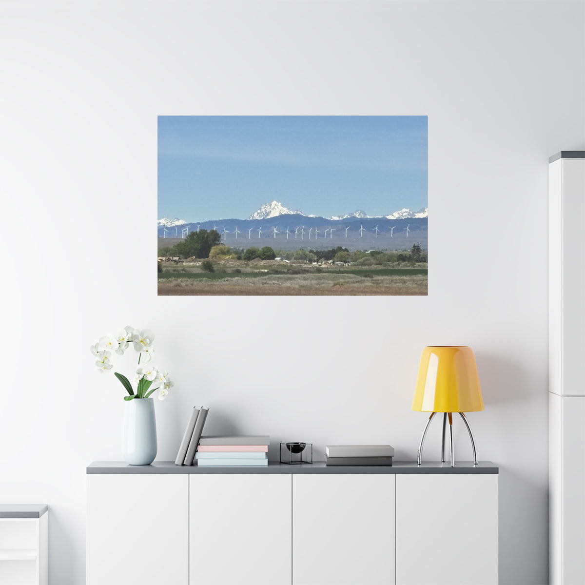 Mt Stuart Range with Windmill Landscape from Ellensburg Canvas Wall Art
