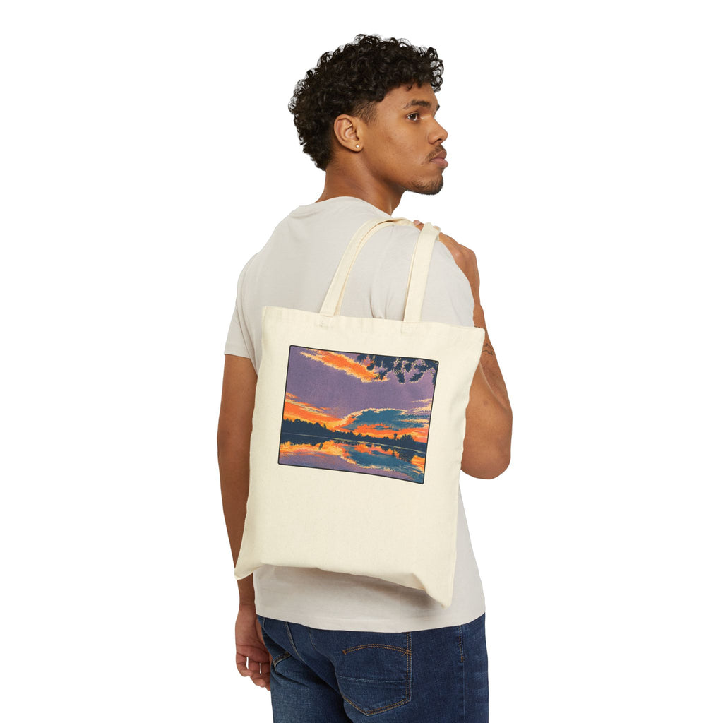 Retro Ellensburg Ringer Loop Sunset Canvas Tote Bag