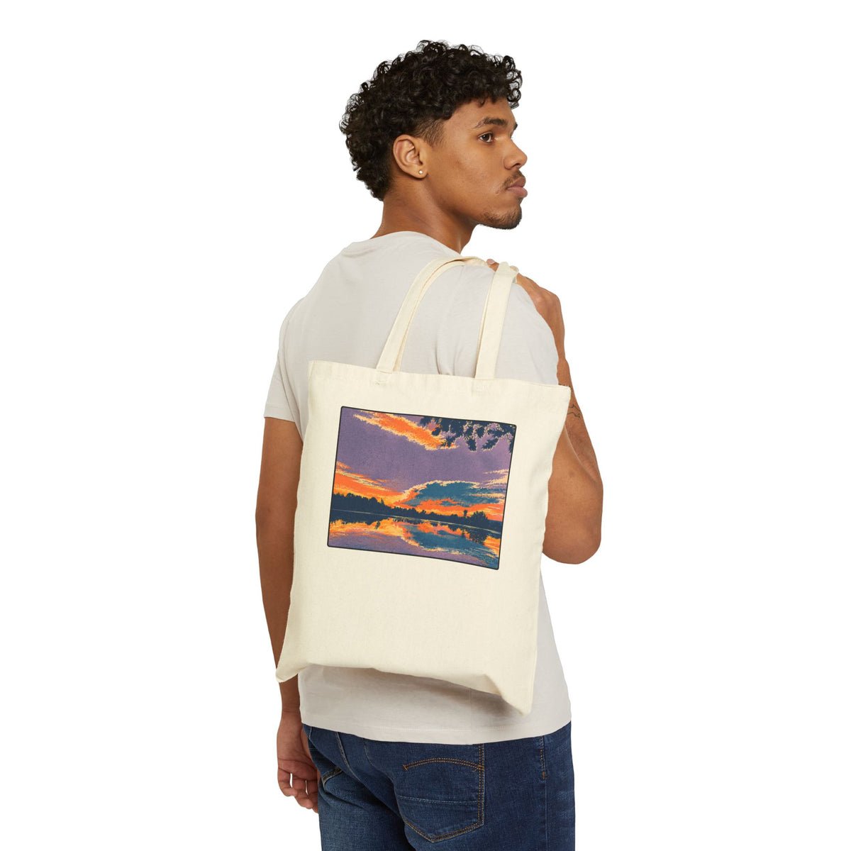 Retro Ellensburg Ringer Loop Sunset Canvas Tote Bag