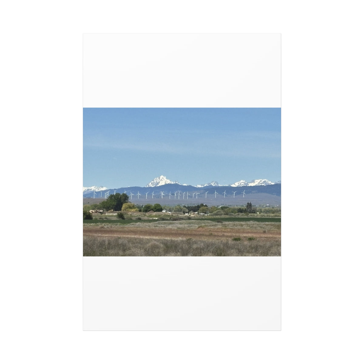 Décoration murale sur toile représentant la chaîne du mont Stuart et des éoliennes, vue depuis Ellensburg