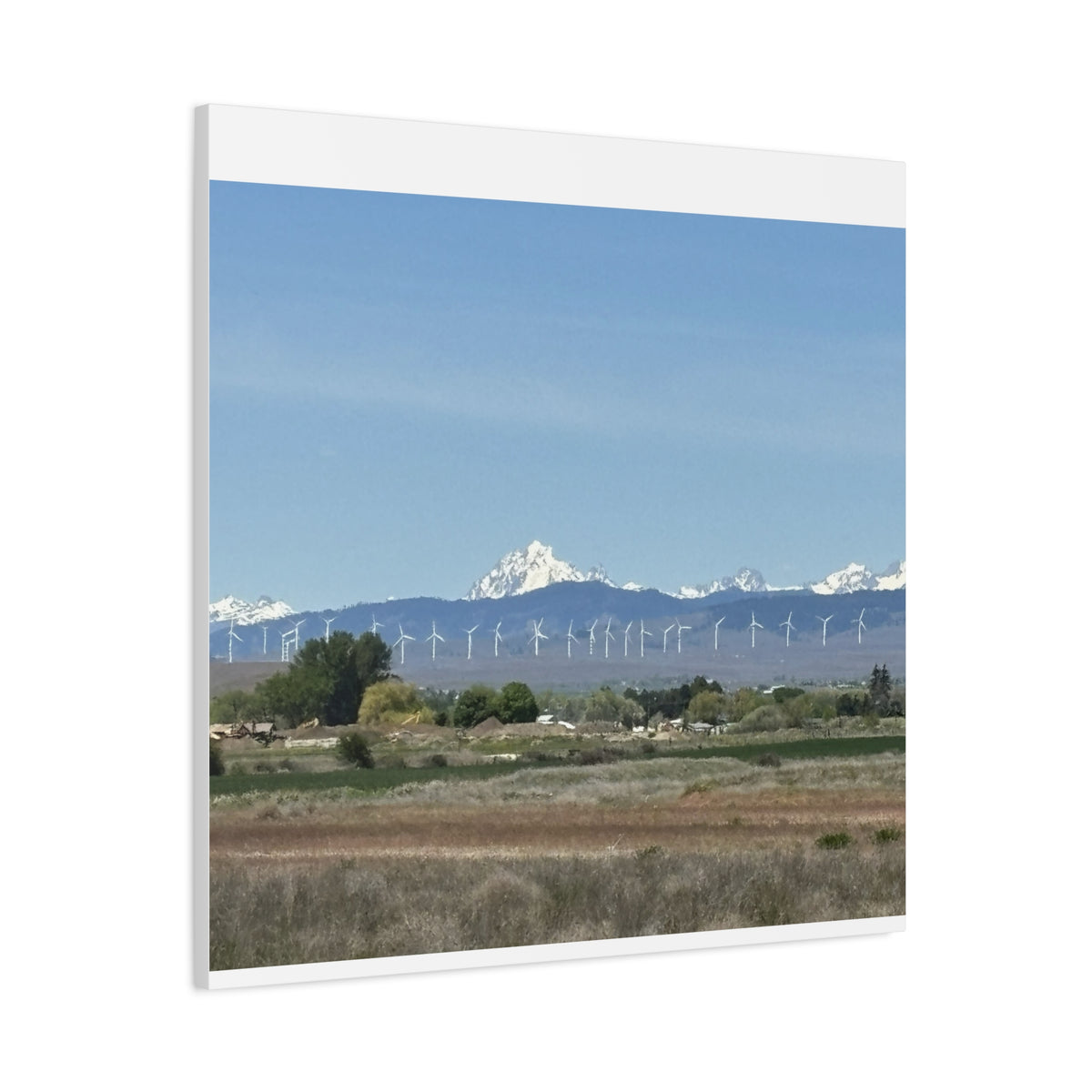 Mt Stuart Range with Windmill Landscape from Ellensburg Canvas Wall Art