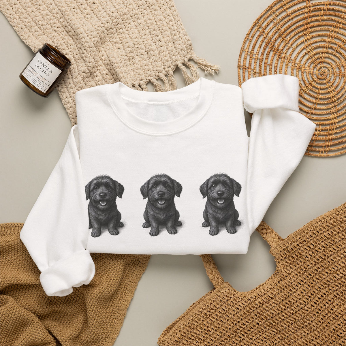 Three Black Schnoodle Crewneck Sweatshirt