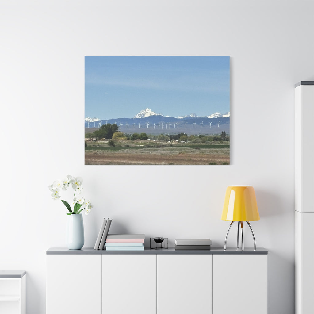 Mt Stuart Range with Windmill Landscape from Ellensburg Canvas Wall Art