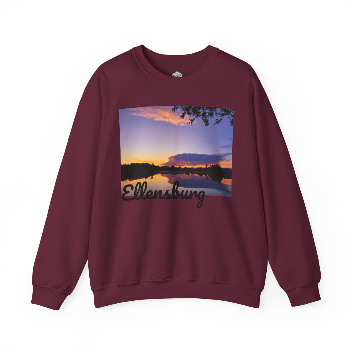 Sweat-shirt ras du cou pour paysagiste avec coucher de soleil sur le lac d’Ellensburg