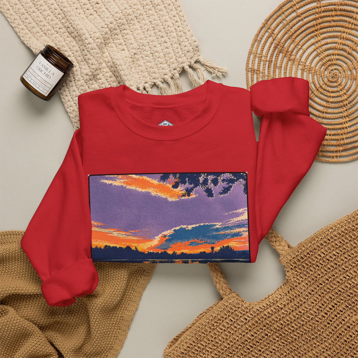 Retro Sunset Ellensburg Ringer Loop Crewneck Sweatshirt