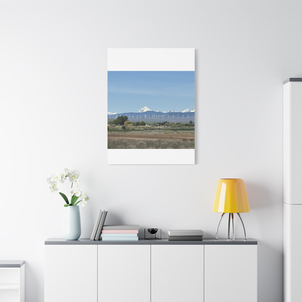 Mt Stuart Range with Windmill Landscape from Ellensburg Canvas Wall Art
