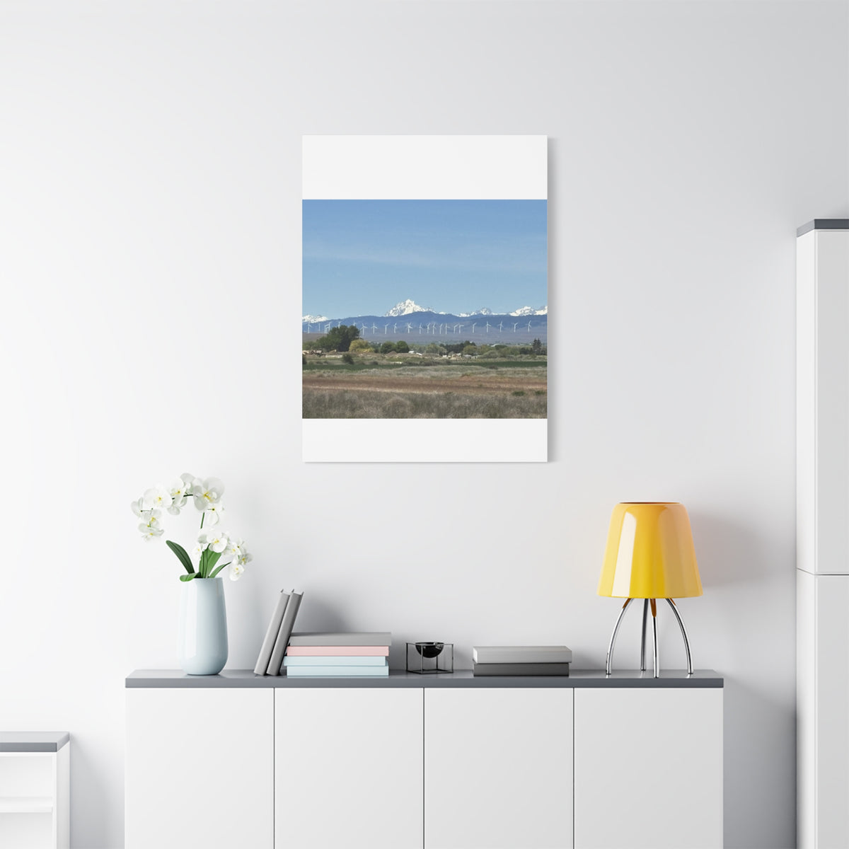 Mt Stuart Range with Windmill Landscape from Ellensburg Canvas Wall Art