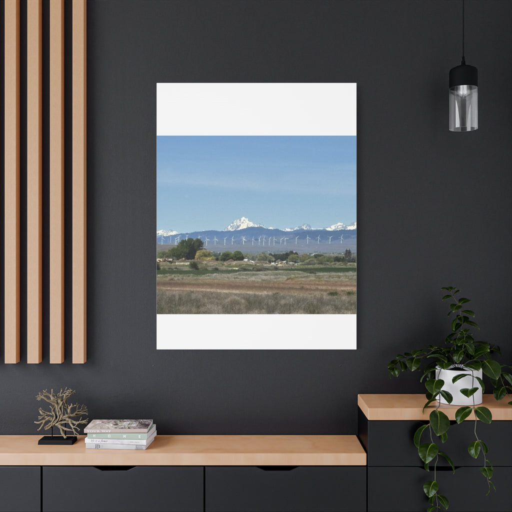 Mt Stuart Range with Windmill Landscape from Ellensburg Canvas Wall Art