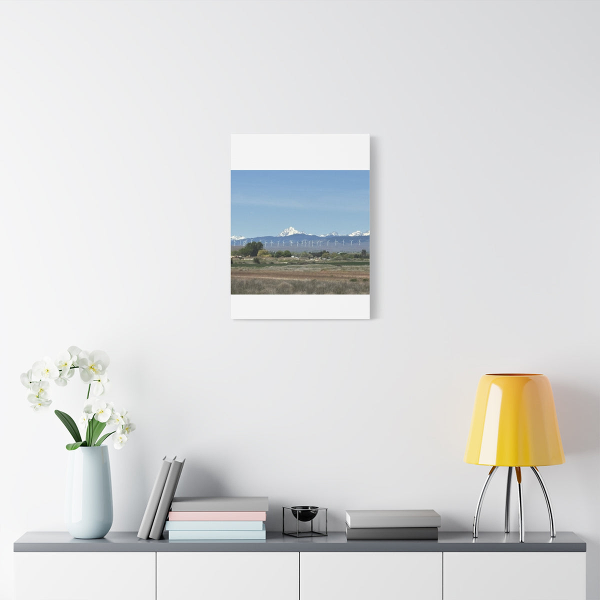 Mt Stuart Range with Windmill Landscape from Ellensburg Canvas Wall Art