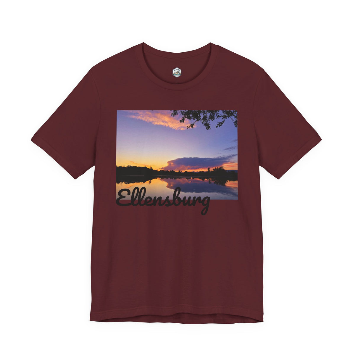 T-shirt paysage avec reflet du coucher de soleil sur le lac d’Ellensburg