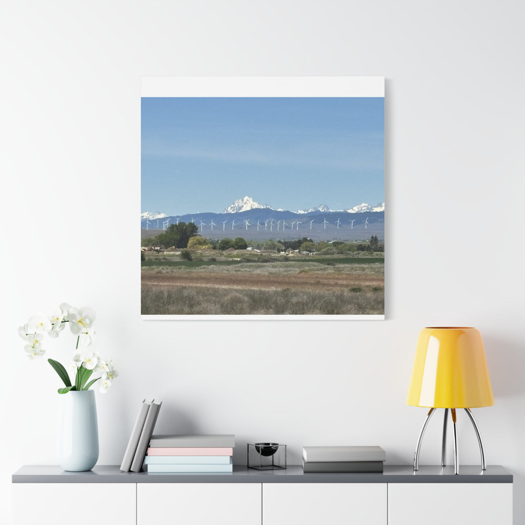 Mt Stuart Range with Windmill Landscape from Ellensburg Canvas Wall Art