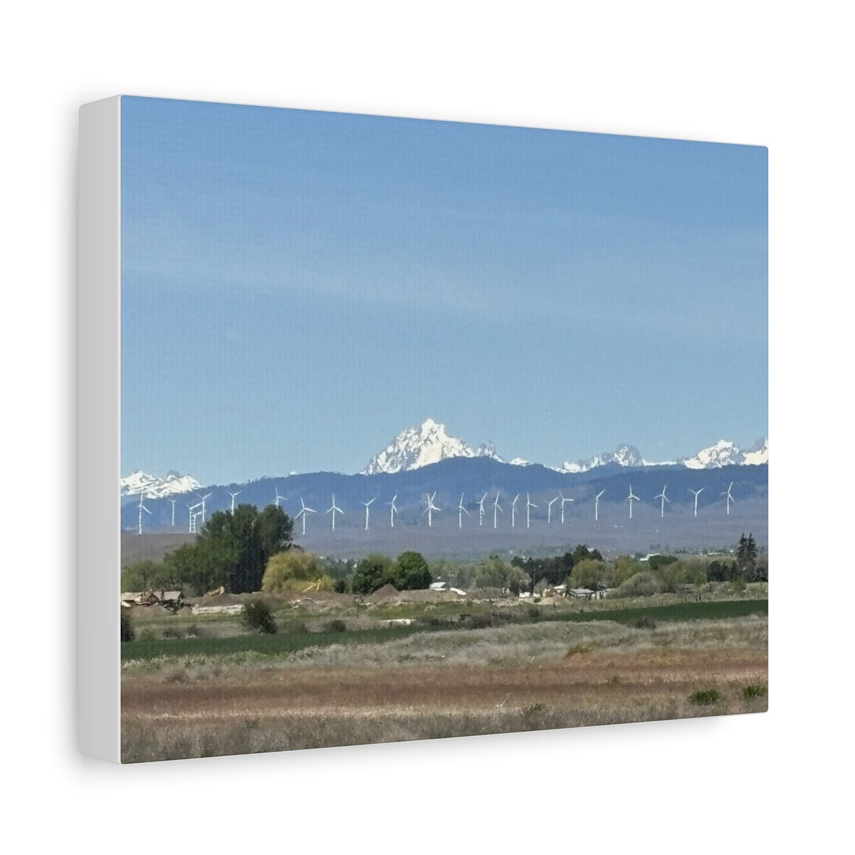 Mt Stuart Range with Windmill Landscape from Ellensburg Canvas Wall Art