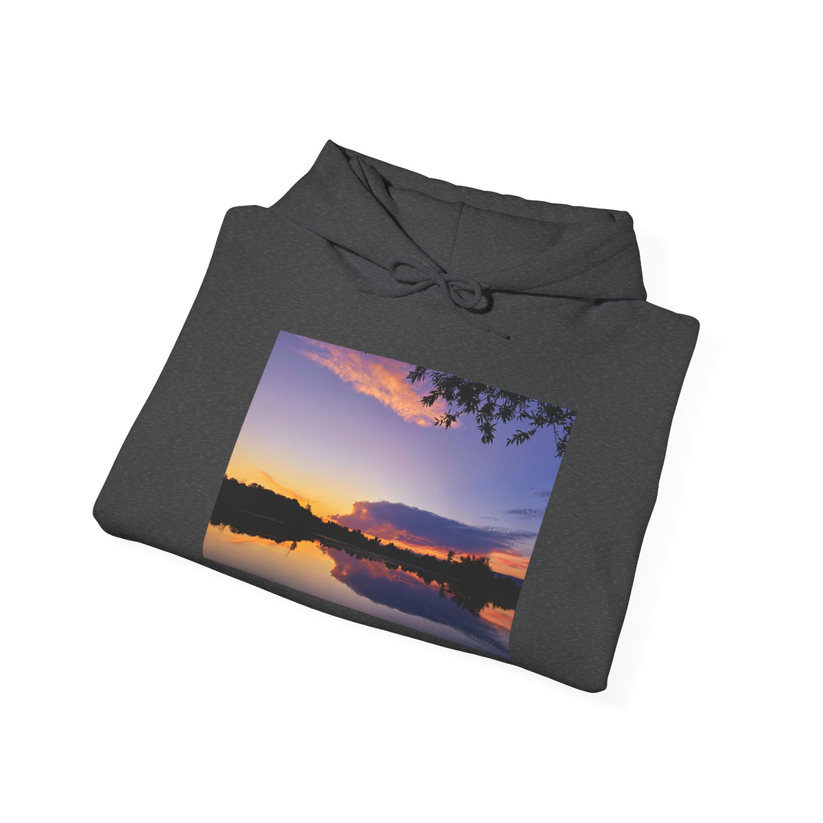 Sweat à capuche de l’étang de pêche au coucher du soleil d’Ellensburg
