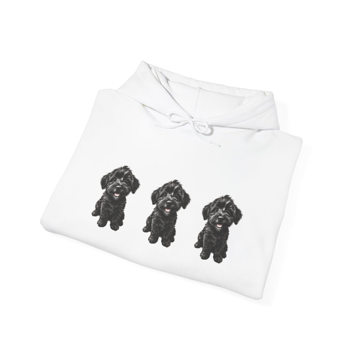Three Black Schnoodle Puppy Graphic Hoodie