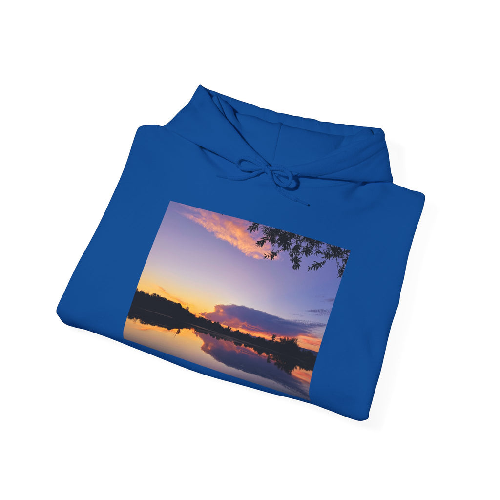 Sweat à capuche de l’étang de pêche au coucher du soleil d’Ellensburg
