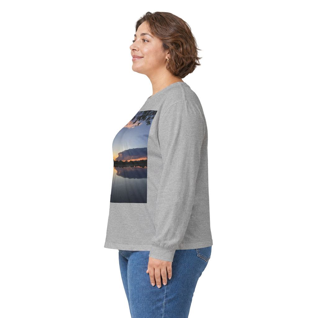 Ellensburg Sunset Fishing Pond Reflection Long Sleeve Tee