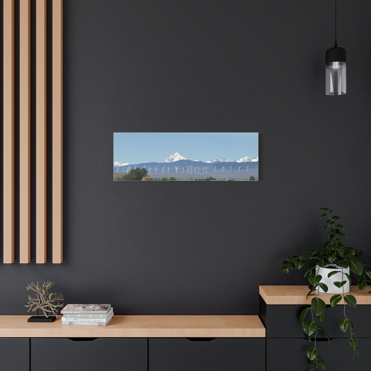Mt Stuart Range with Windmill Landscape from Ellensburg Canvas Wall Art