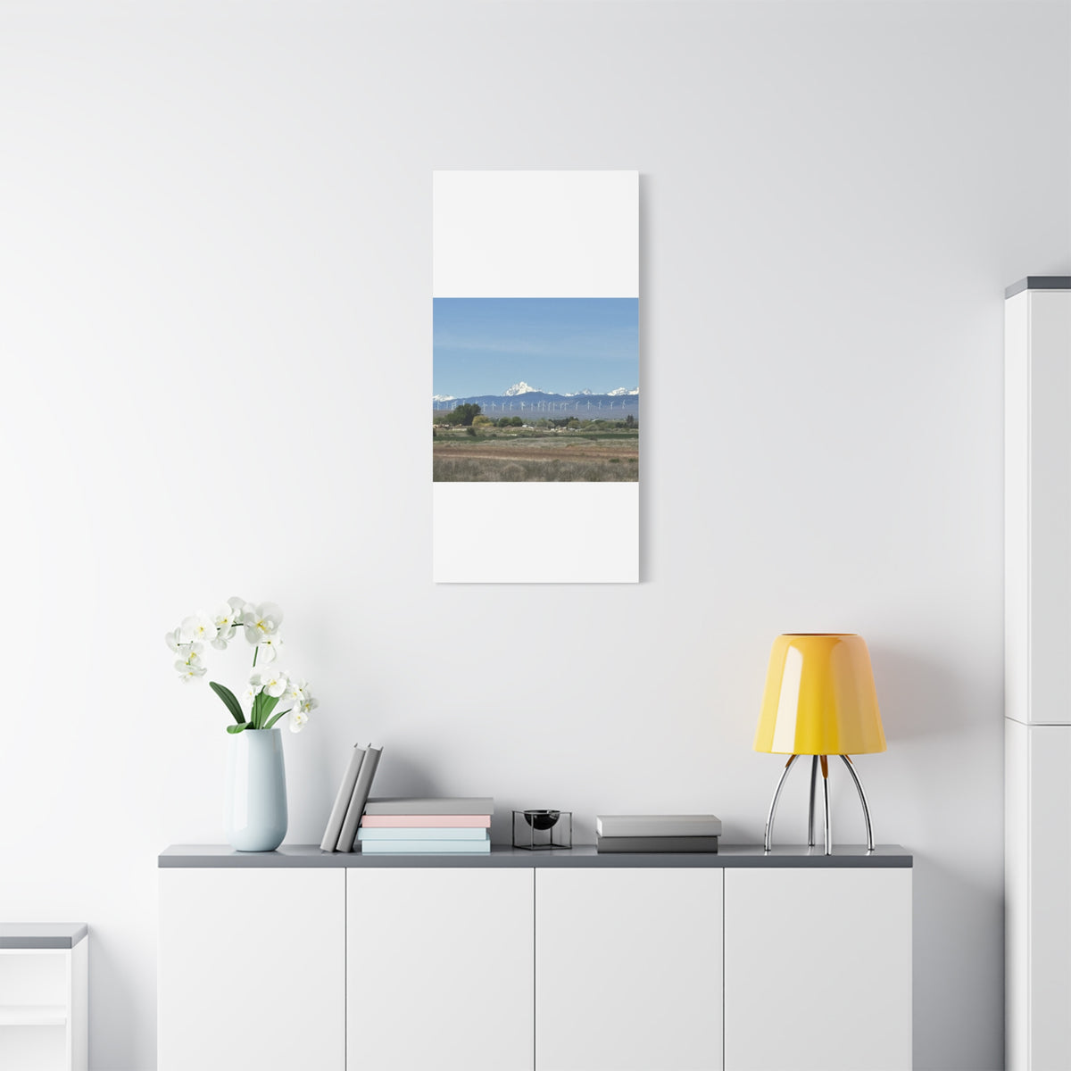 Mt Stuart Range with Windmill Landscape from Ellensburg Canvas Wall Art