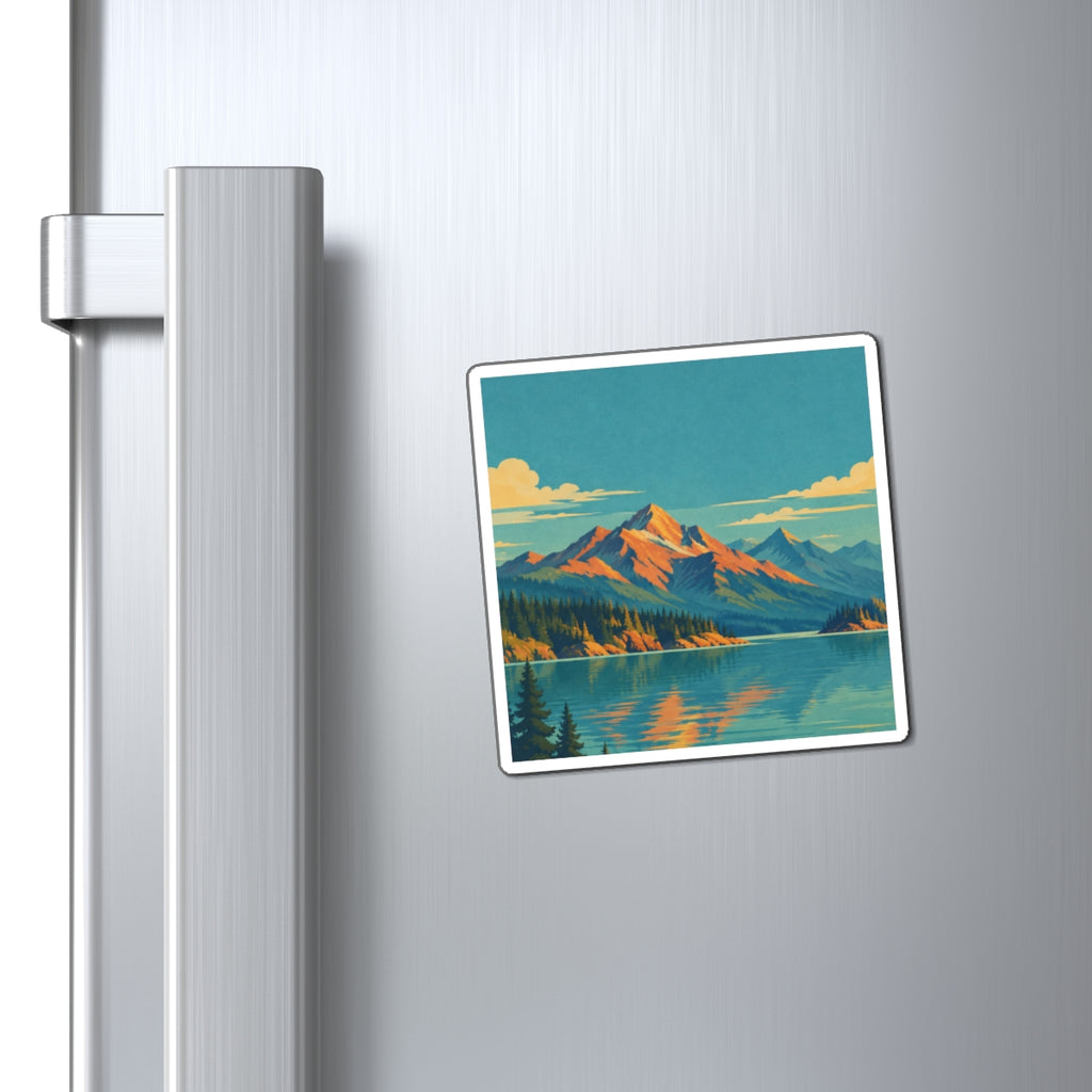 Lake Chelan inspired Mountains and Lake Landscape Magnet