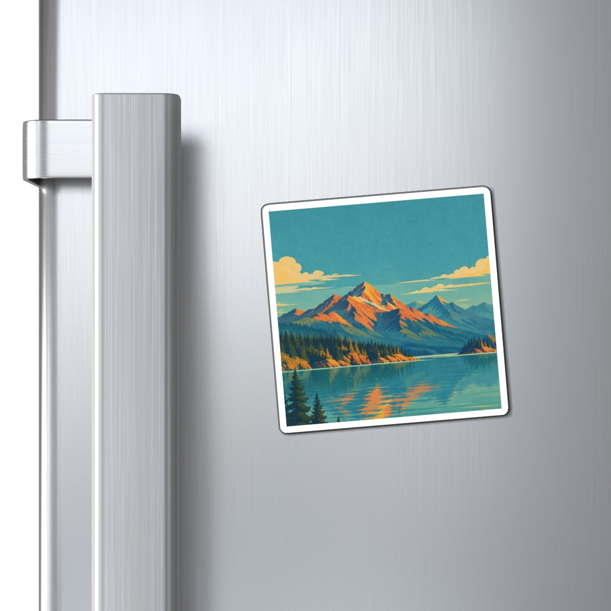 Lake Chelan inspired Mountains and Lake Landscape Magnet