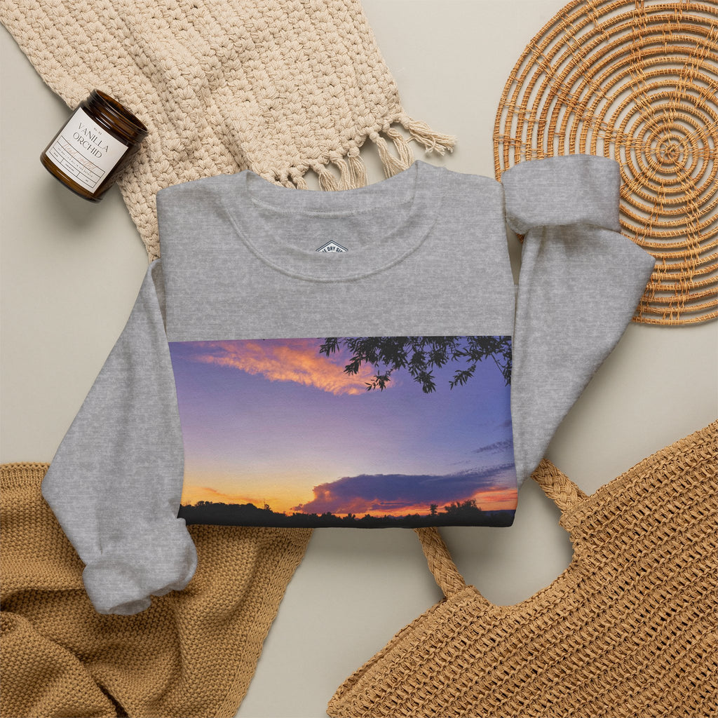 Sweat-shirt ras du cou pour paysagiste avec coucher de soleil sur le lac d’Ellensburg
