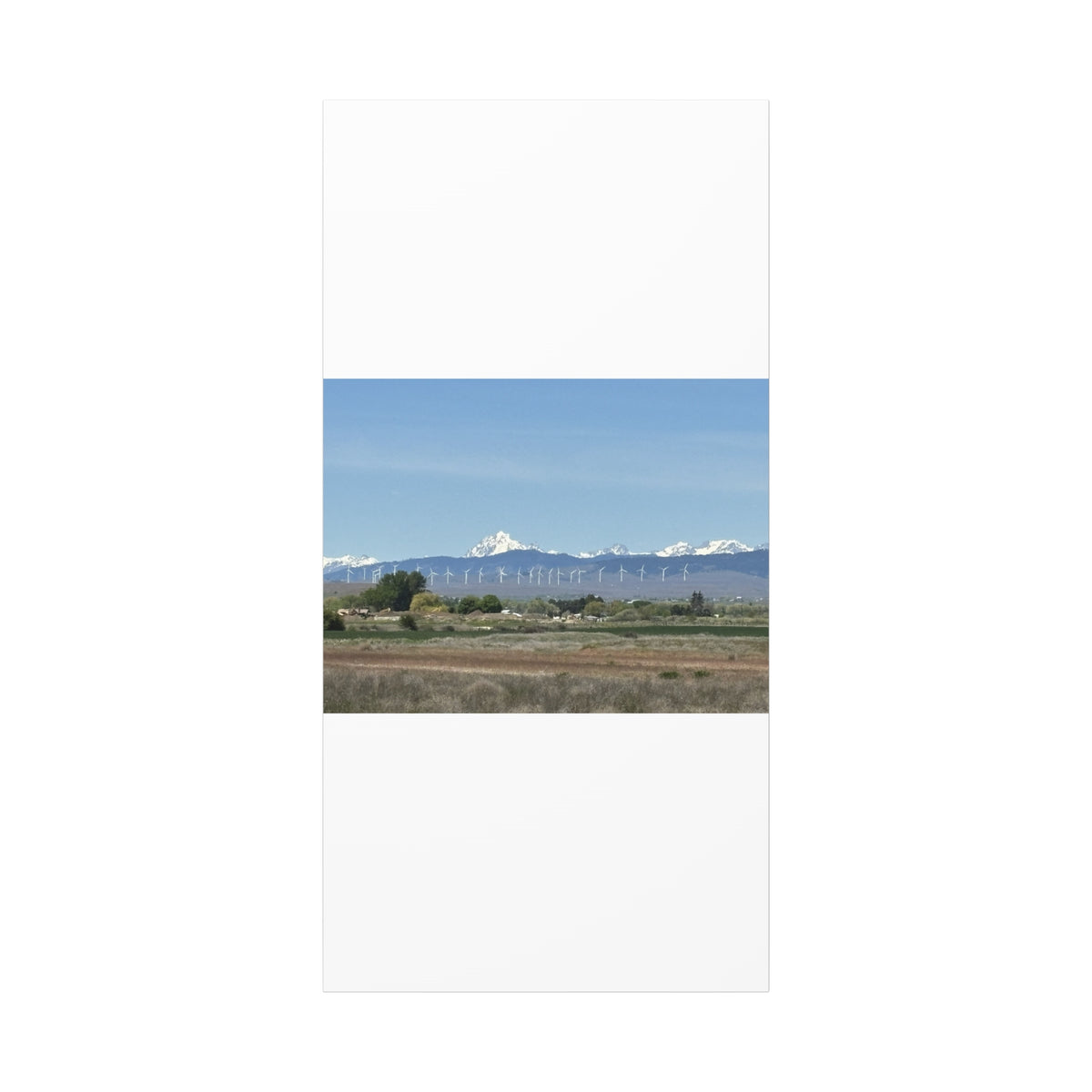 Décoration murale sur toile représentant la chaîne du mont Stuart et des éoliennes, vue depuis Ellensburg