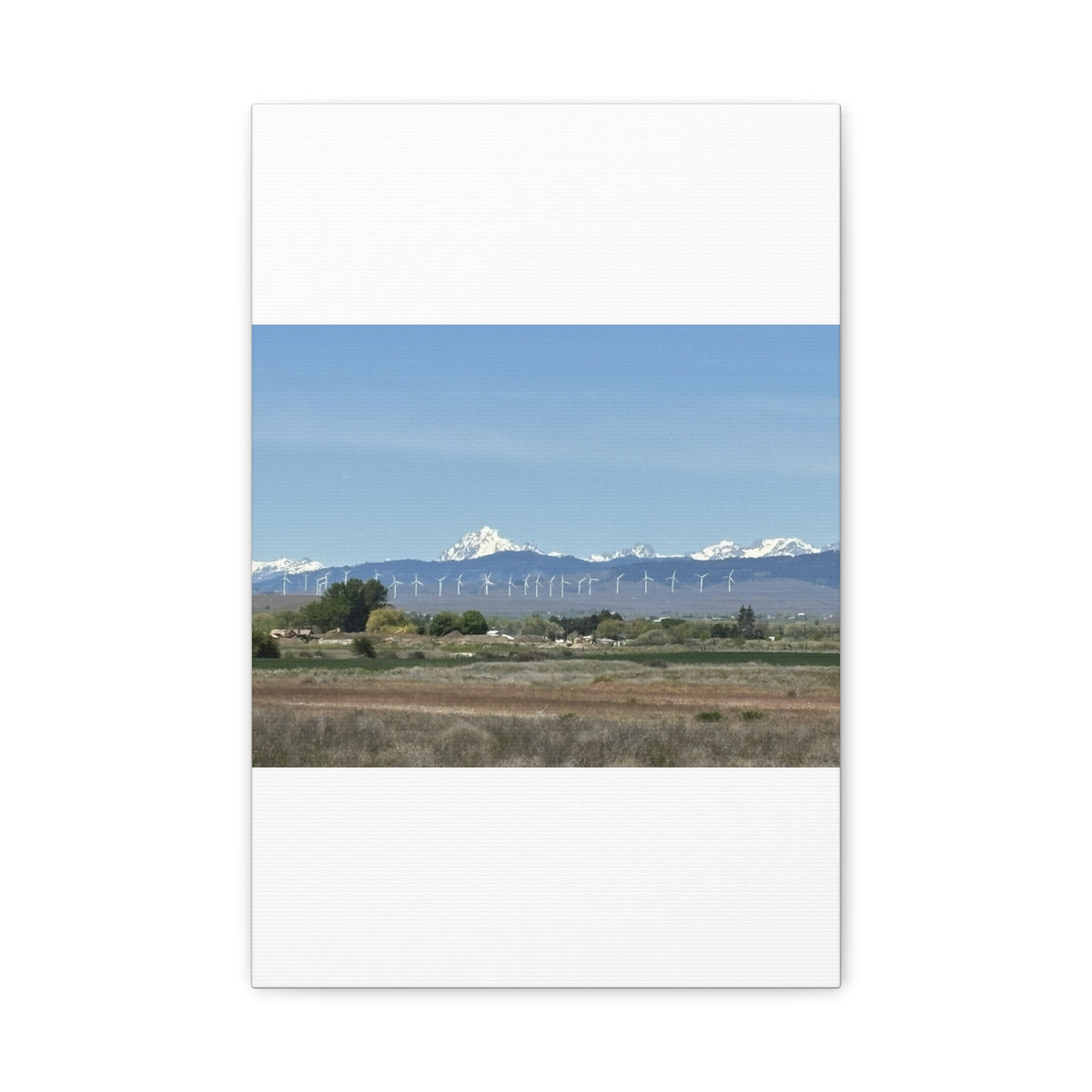 Décoration murale sur toile représentant la chaîne du mont Stuart et des éoliennes, vue depuis Ellensburg