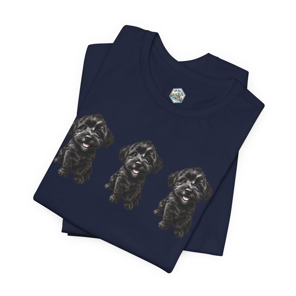 T-shirt noir mignon avec motif chien Schnoodle