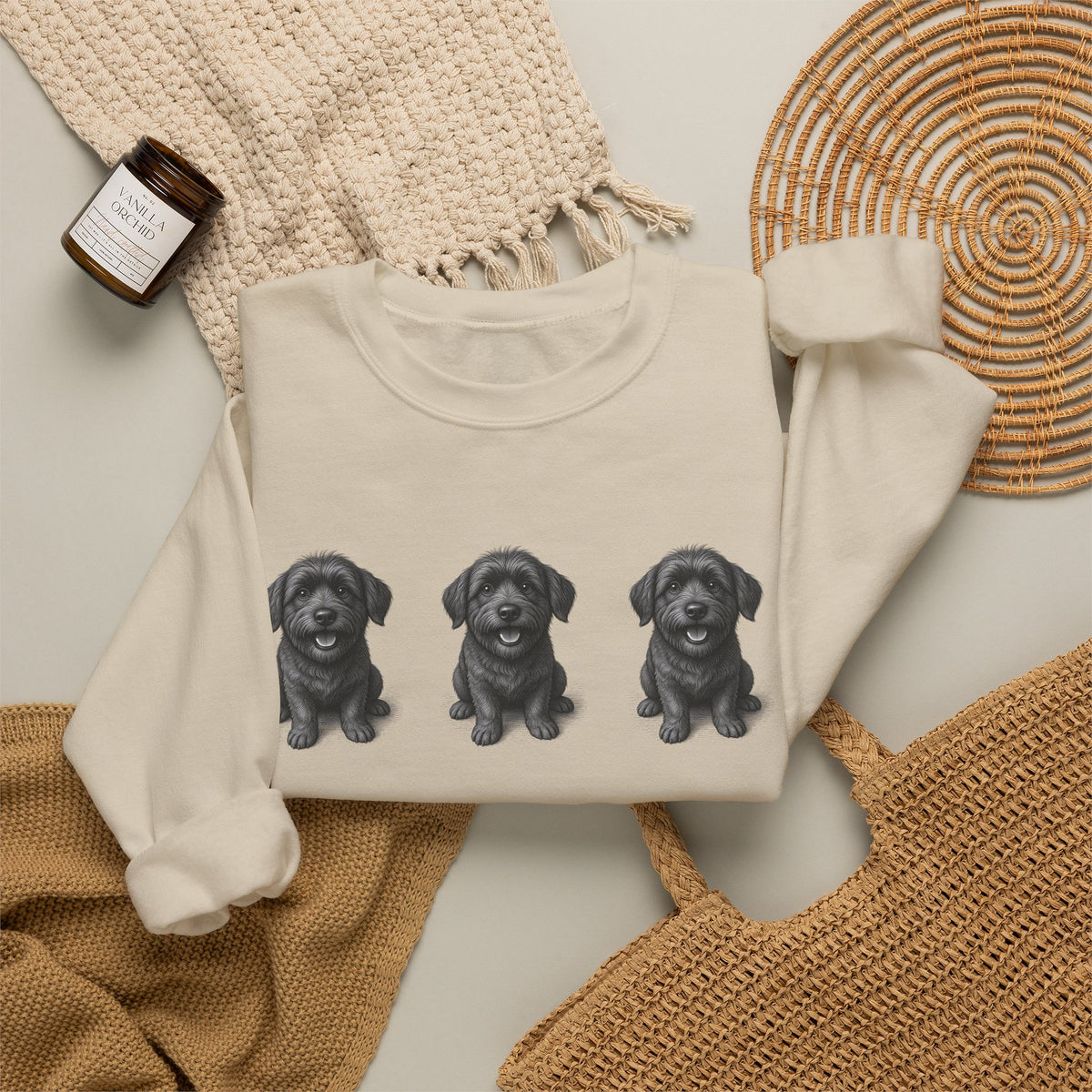 Three Black Schnoodle Crewneck Sweatshirt
