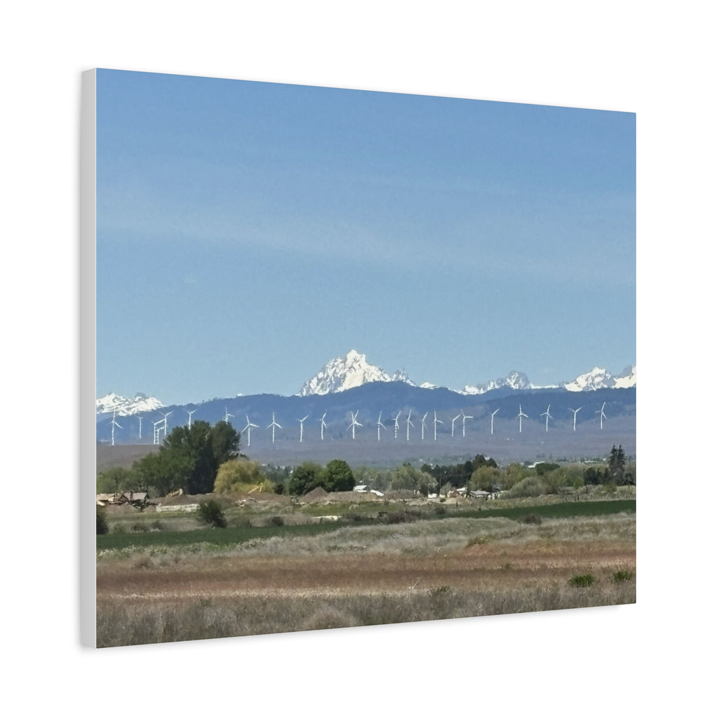 Mt Stuart Range with Windmill Landscape from Ellensburg Canvas Wall Art