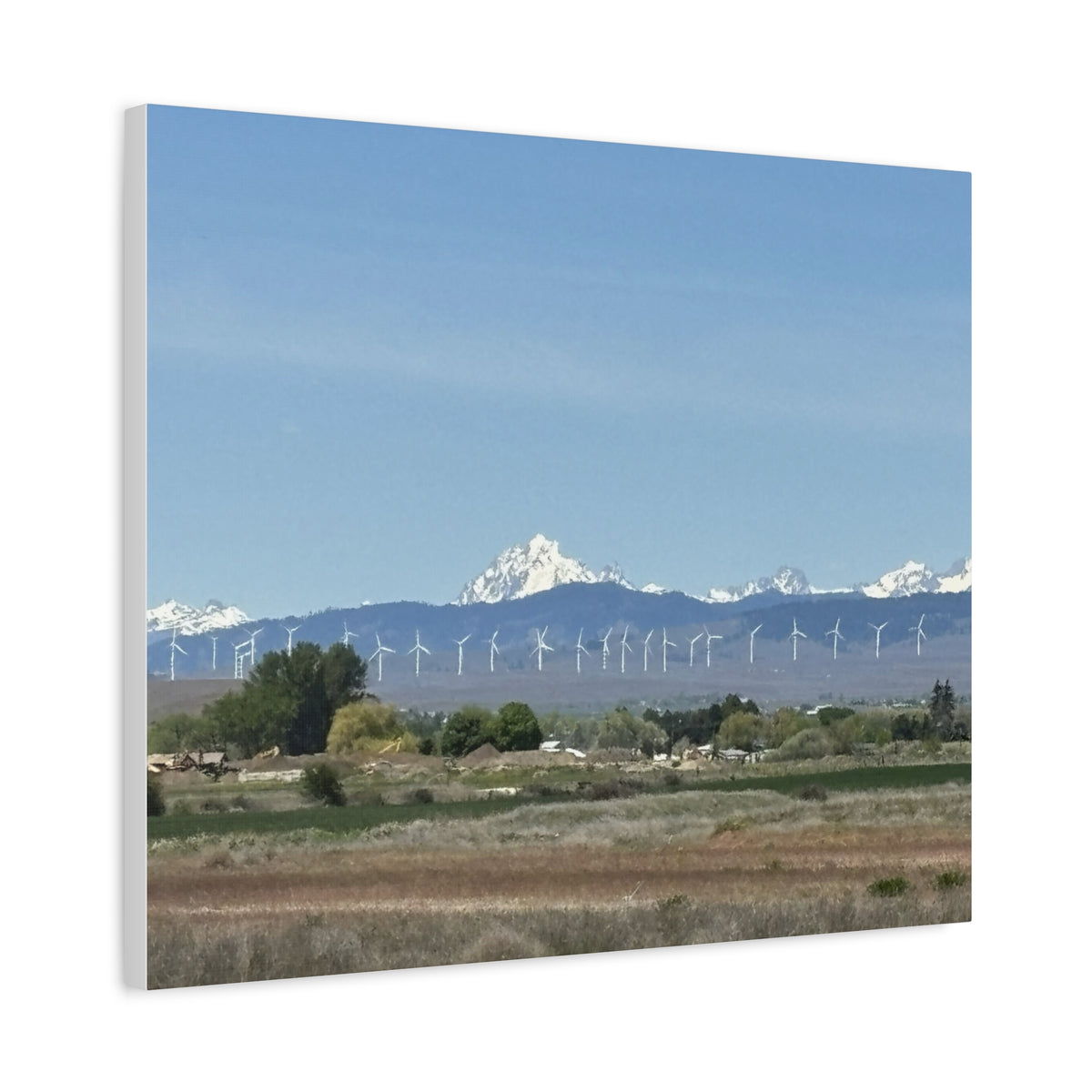 Mt Stuart Range with Windmill Landscape from Ellensburg Canvas Wall Art