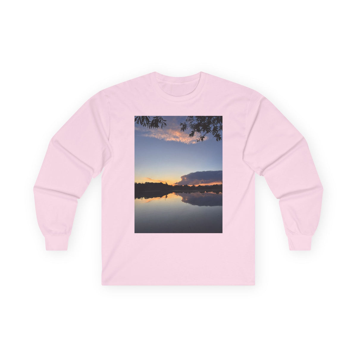 Ellensburg Sunset Fishing Pond Reflection Long Sleeve Tee