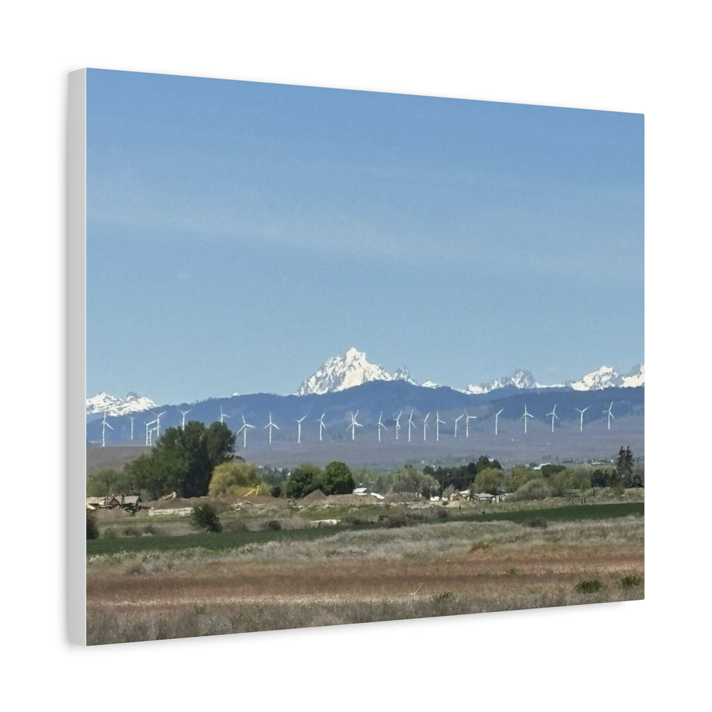 Mt Stuart Range with Windmill Landscape from Ellensburg Canvas Wall Art