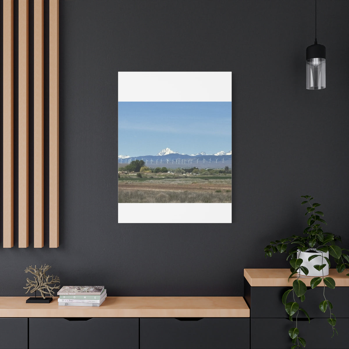 Mt Stuart Range with Windmill Landscape from Ellensburg Canvas Wall Art
