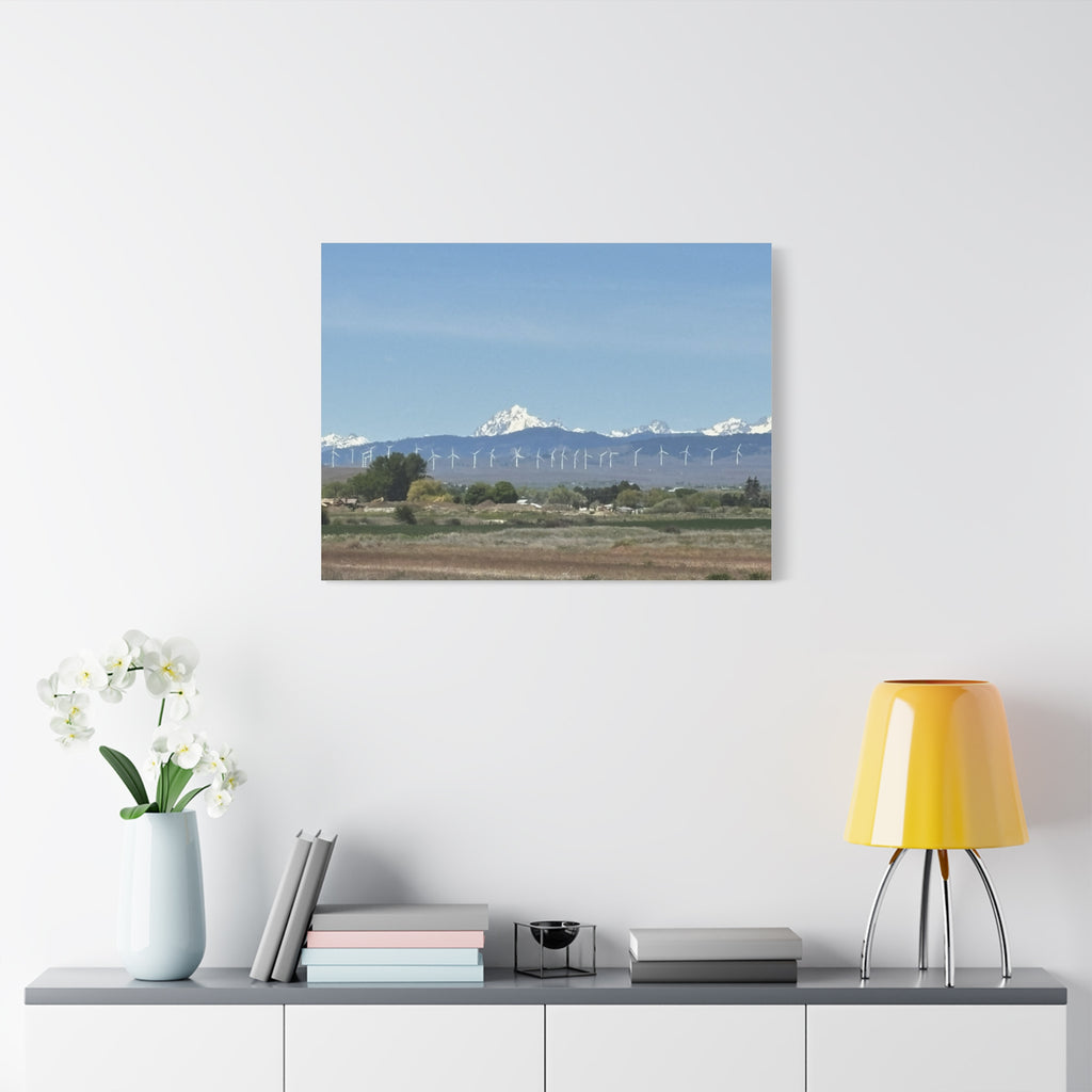 Mt Stuart Range with Windmill Landscape from Ellensburg Canvas Wall Art