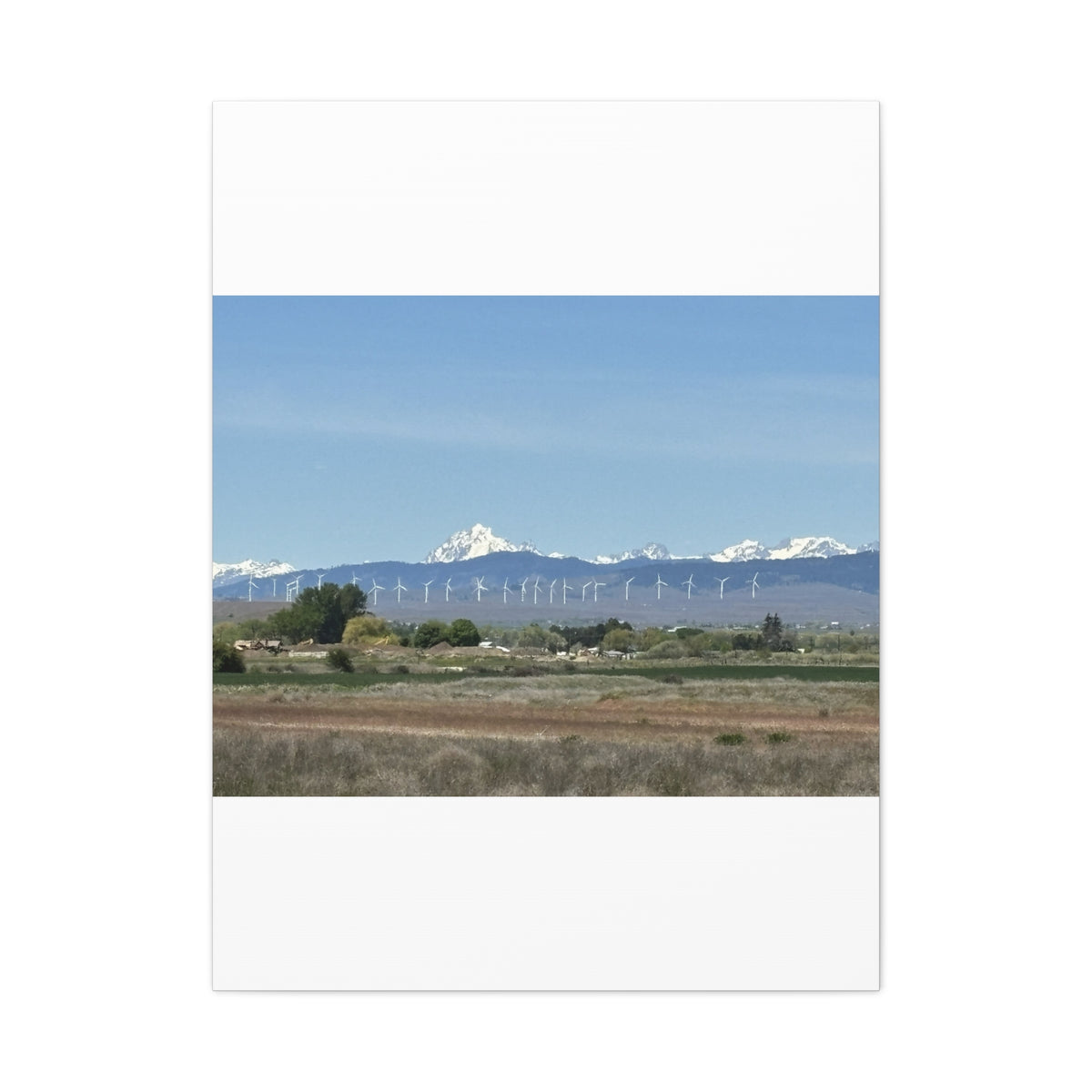 Décoration murale sur toile représentant la chaîne du mont Stuart et des éoliennes, vue depuis Ellensburg