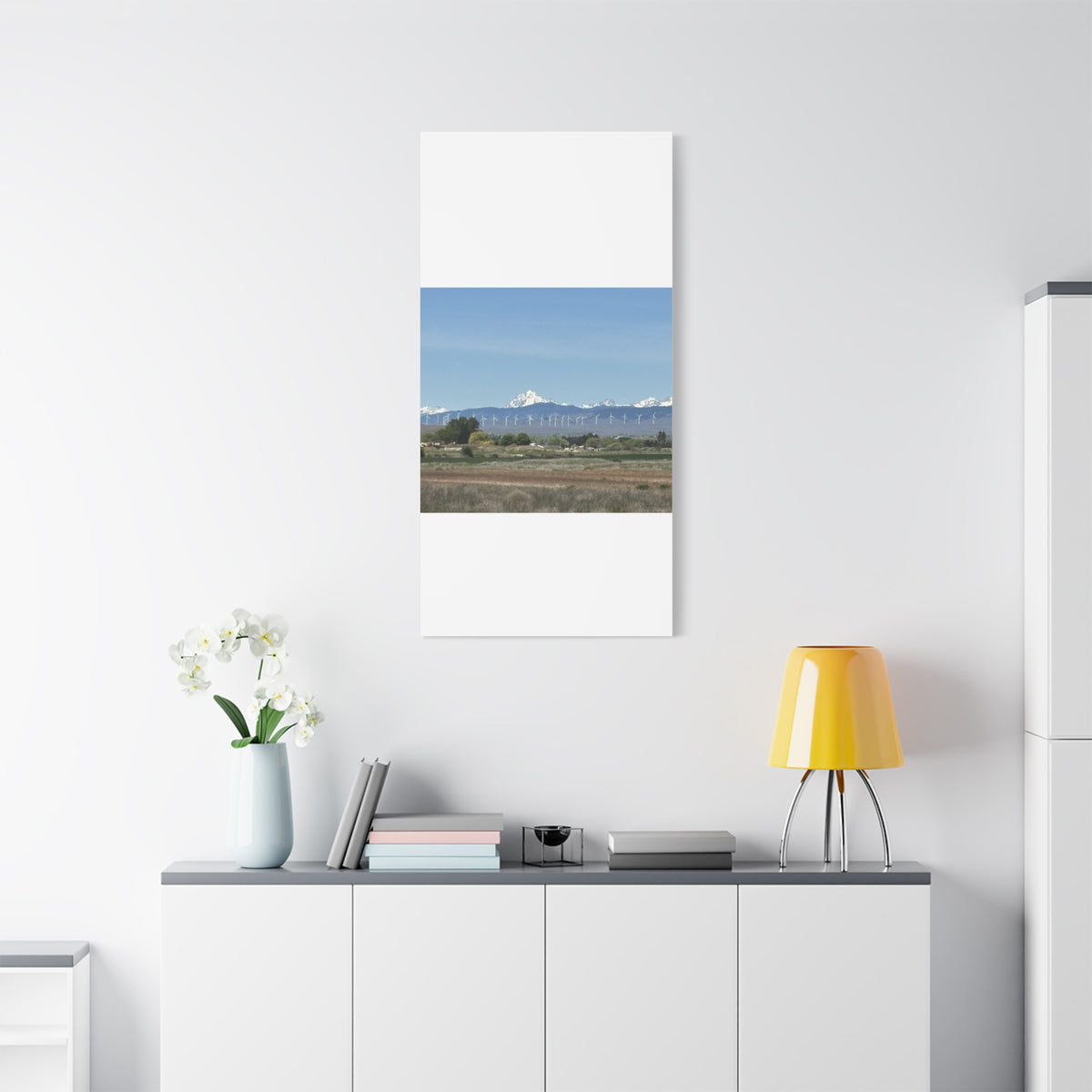 Mt Stuart Range with Windmill Landscape from Ellensburg Canvas Wall Art
