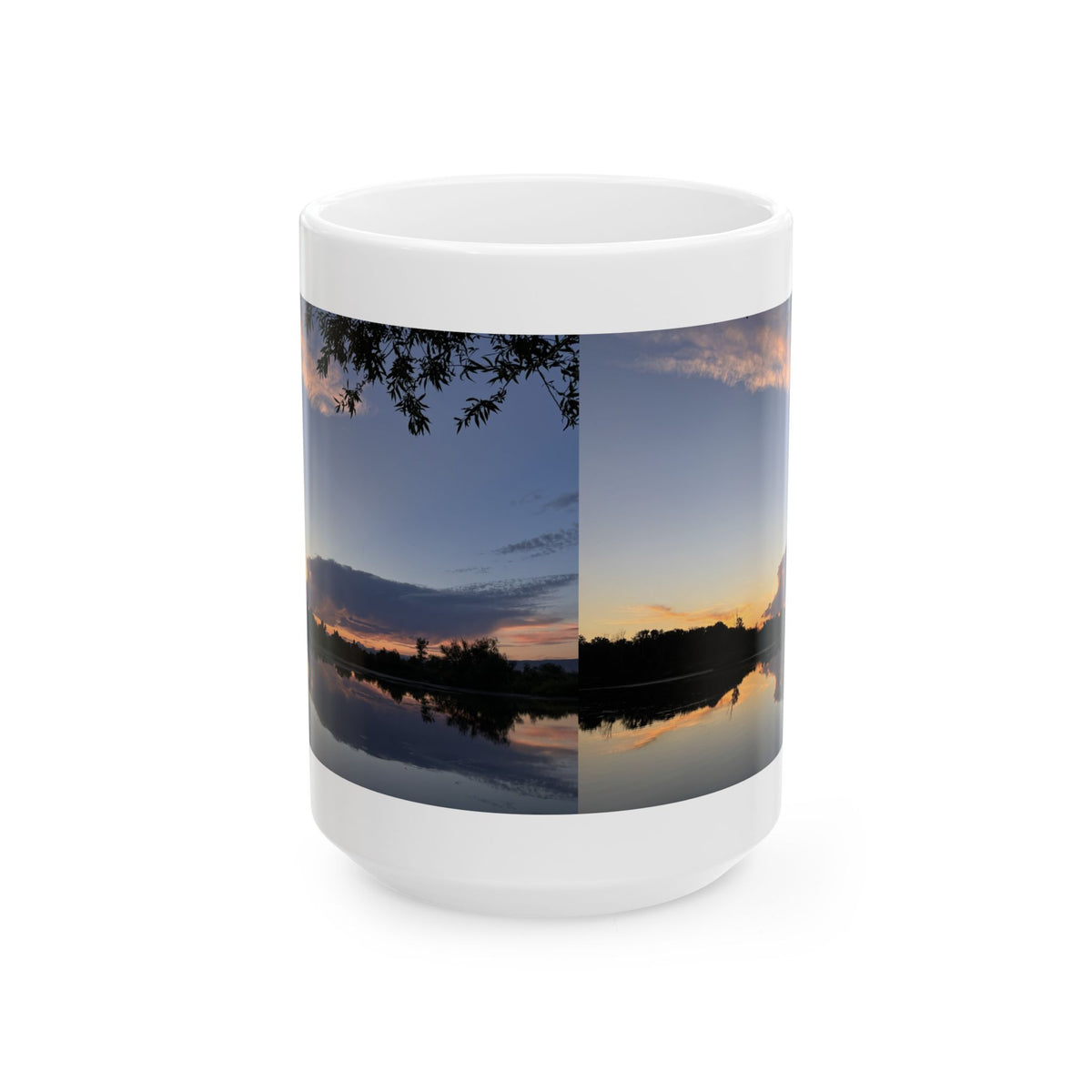 Mug en céramique Ellensburg avec anse en boucle, motif reflet d’étang de pêche