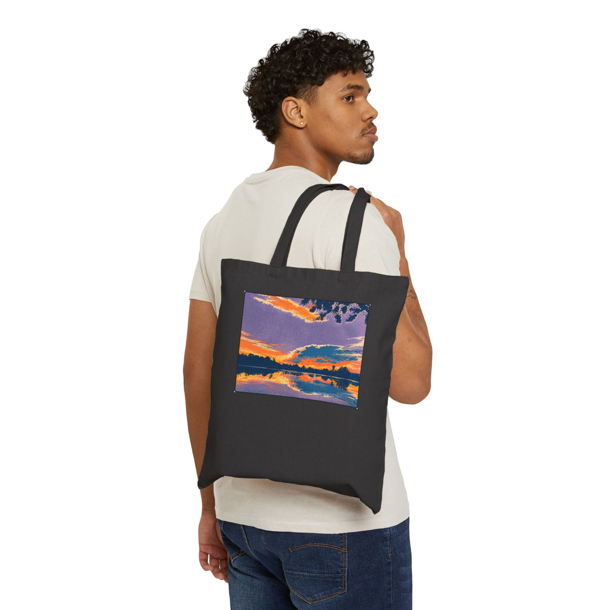 Retro Ellensburg Ringer Loop Sunset Canvas Tote Bag