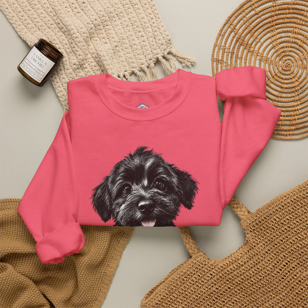 Cute Black Schnoodle Puppy Crewneck Sweatshirt