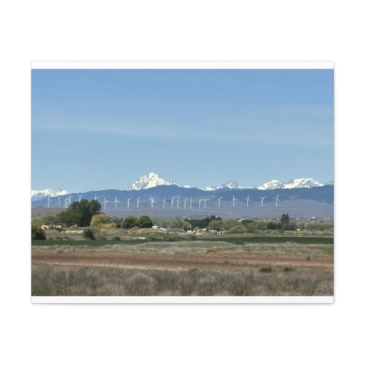 Décoration murale sur toile représentant la chaîne du mont Stuart et des éoliennes, vue depuis Ellensburg