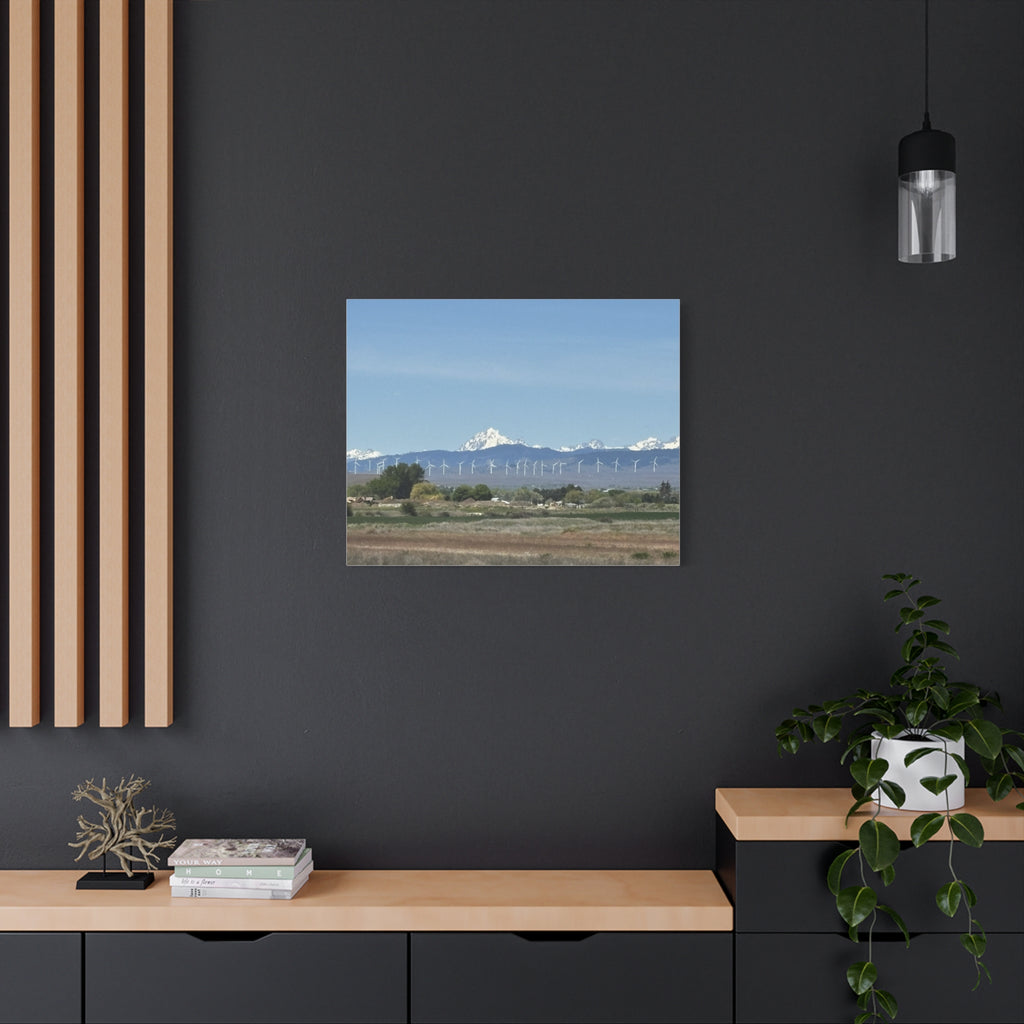 Mt Stuart Range with Windmill Landscape from Ellensburg Canvas Wall Art