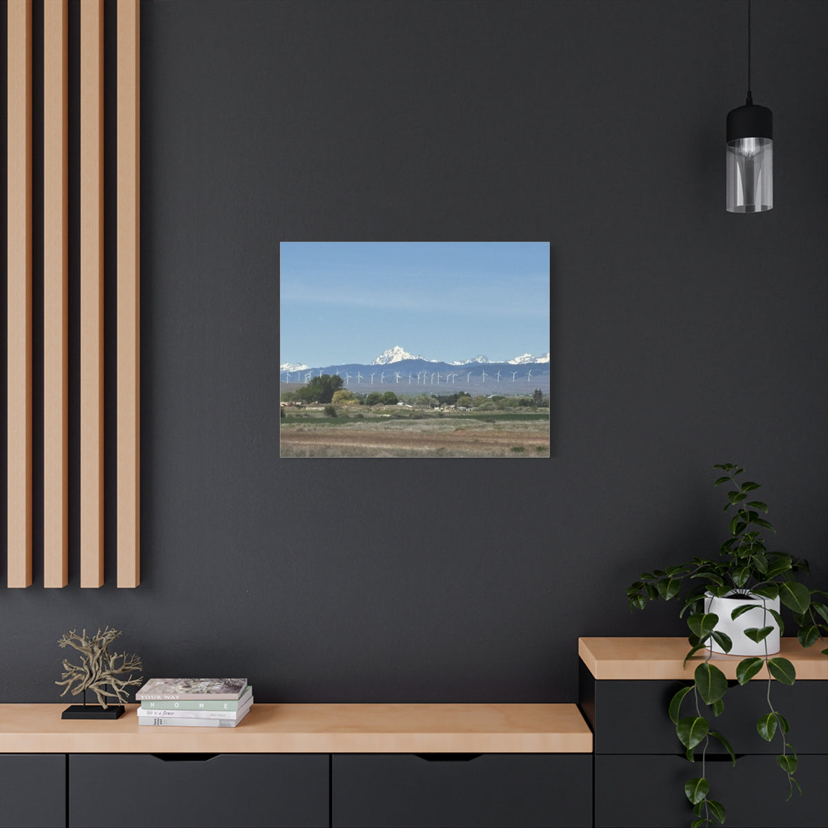 Mt Stuart Range with Windmill Landscape from Ellensburg Canvas Wall Art
