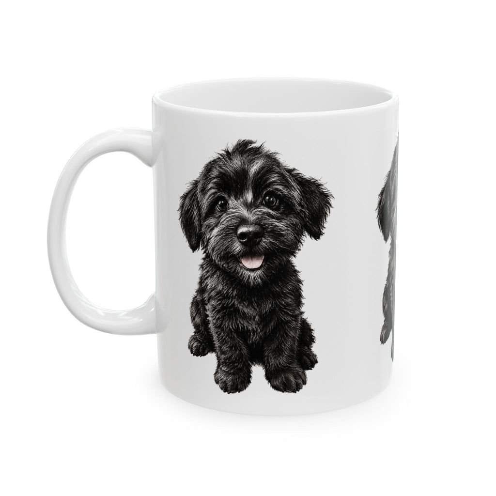 Adorable Black Schnoodle Puppy Ceramic Mug