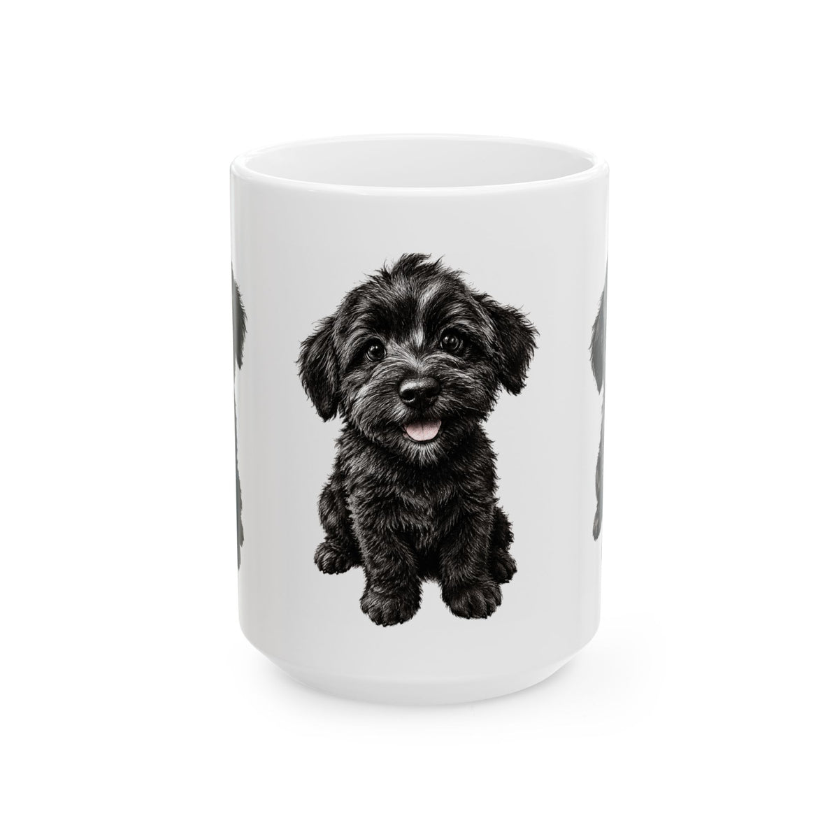 Adorable Black Schnoodle Puppy Ceramic Mug